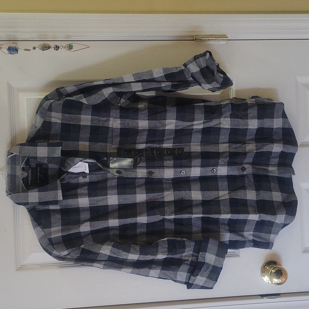 Mens Banana Republic Grey and Blue Size M button down